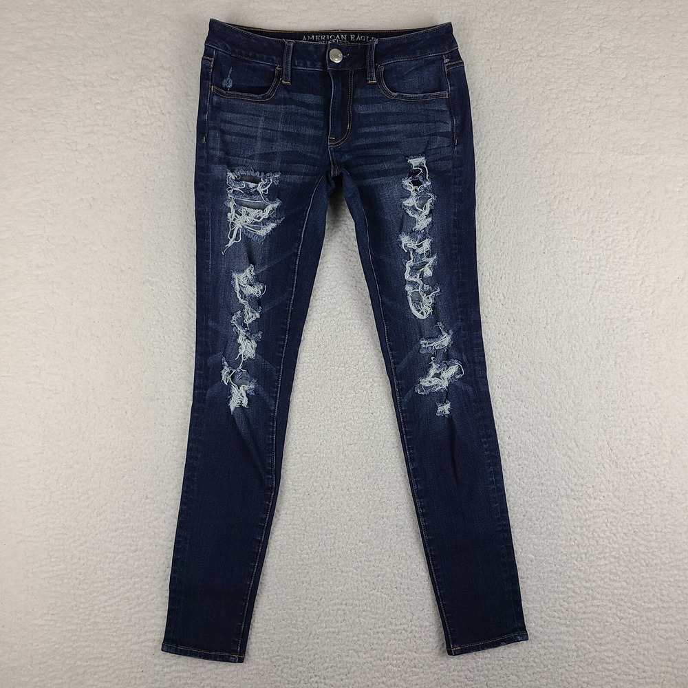 American Eagle Jeans Womens 4 Blue Jegging 360 Super Stretch Dark Wash‎ Denim